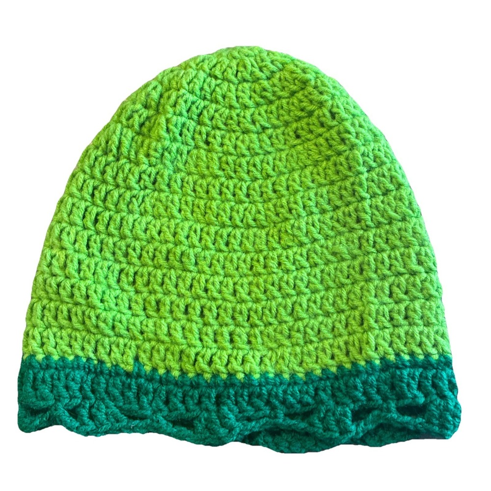 Beanie Hat Unisex One Size Green Crochet Handmade NEW